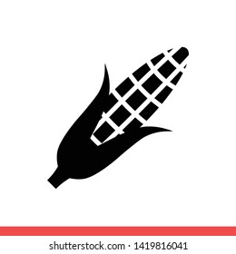 Corn vector icon, food symbol. Simple, flat design for web or mobile app