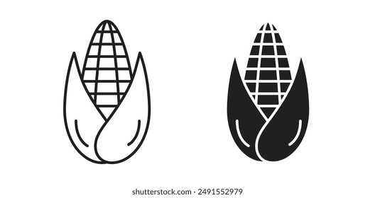 corn vector icon set in black color.