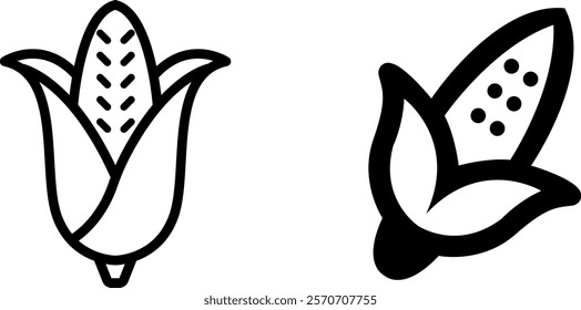 "Corn Vector Icon Set: Fresh and Natural Designs for Agriculture, Food, and Sustainability Projects"