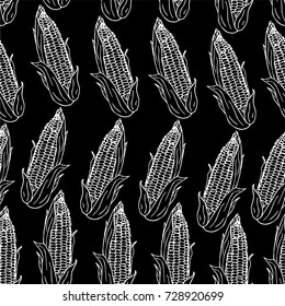 Corn vector illustration. Doodle style. Design icon, print, logo, poster, symbol, decor, textile, paper.