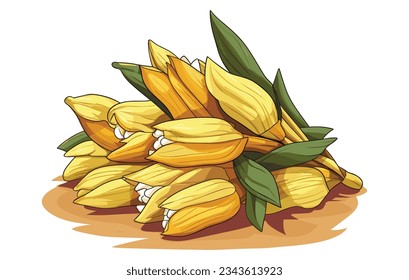 Corn vector illustration in flat, Maize cob heap, plants isolated on white background, 
