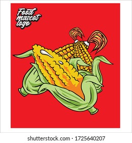 corn vector illustration - food mascot logo eps10