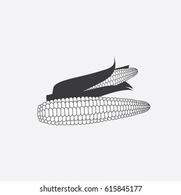Corn vector illustration on gray background.