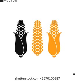 Corn vector. Organic food icon. Isolated corn with leaves. Vector illustration EPS
