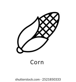Corn  vector outline Icon style illustration. Symbol on White background EPS 10 File