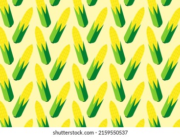 Corn vector. Corn pattern wallpaper. Corn on yellow background.