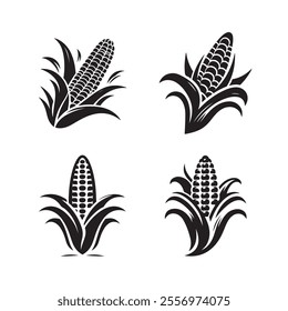 Corn vector silhouette art illustration icon set