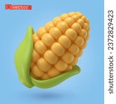 Corn vegetable, 3d cartoon vector icon