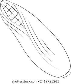 página de color de la ilustración del arte de la línea de vectores en blanco y negro para vegetales de maíz