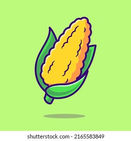 Corn Vegetable Cartoon Vector Icon Illustration. Food Nature Icon Concept Isolated Premium Vector. Flat Cartoon Style