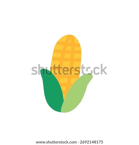 Corn vegetable in flat cute illustration style for healthy kitchen design, perfect for cooking clipart, stickers, organic food concept, and recipe prints.