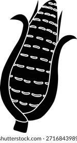 Corn vegetable glyph black illustration
