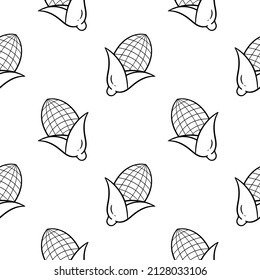 Corn vegetable hand drawn seamless pattern on white background