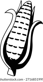 Corn vegetable mono shadow illustration