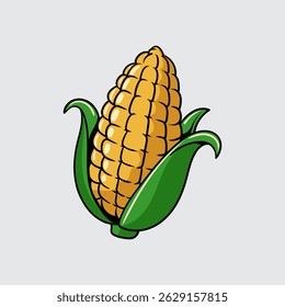 Vegetal de maíz simple ilustración de dibujos animados aislados con un fondo claro