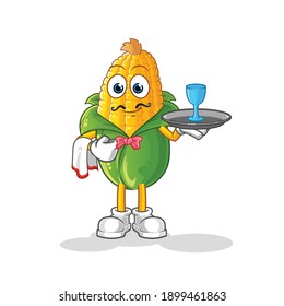 corn waiter cartoon. cartoon mascot vector