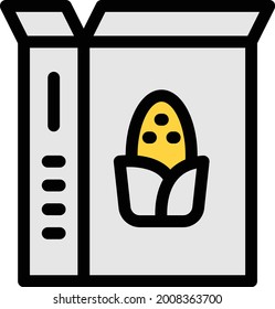 corn with white background. corn is a symbol of bakery .colour line icon.