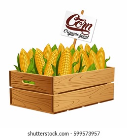 Corn in a wooden box