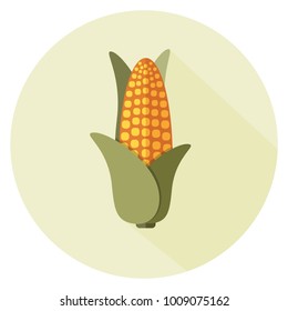Corn yellow flat icon food natural illustration organic logo vector organic agriculture field corncob farm
