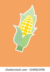 Corn in zine style. Colored, vector illustration for print. Motives of comic, retro, art culture