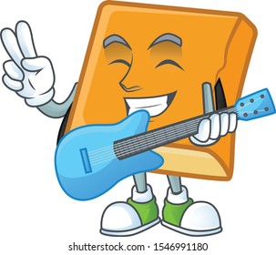 cornbread with guitar mascot on white background