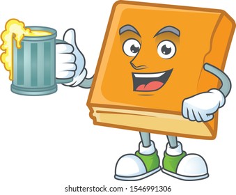cornbread with holding juice mascot on white background