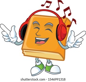 cornbread with listening music mascot on white background
