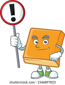 cornbread with sign warning mascot for icon breakfast.