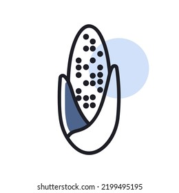 Corncob flat isolated icon. Agriculture sign. Graph symbol for your web site design, logo, app, UI. Vector illustration, EPS10.