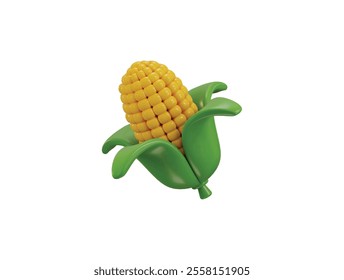 Corncob icon 3d render Healthy vegetables icon vector illustration
