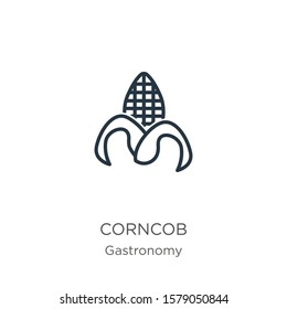 Corncob icon. Thin linear corncob outline icon isolated on white background from gastronomy collection. Line vector sign, symbol for web and mobile