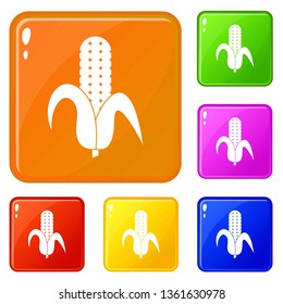 Corncob icons set collection vector 6 color isolated on white background