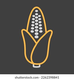 Corncob einzeln auf dunklem Hintergrund Symbol. Pflanzliches Schild. Graph Symbol für Lebensmittel und Getränke Website, Apps Design, mobile Apps und Printmedien, Logo, UI