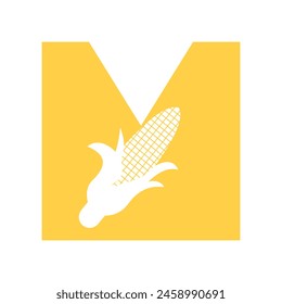 Maiskolben-Logo kombiniert mit Buchstabe M Vektorgrafik Vorlage