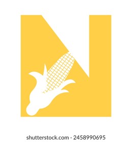 Corncob Logo combine with letter N vector template