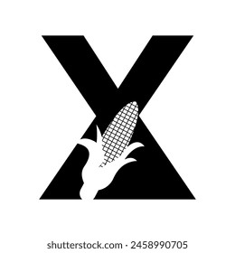 Corncob Logo combine with letter X vector template
