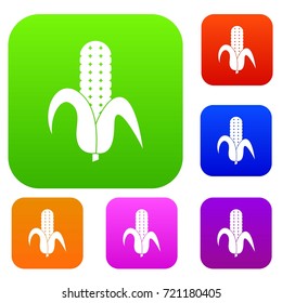 Corncob set icon color in flat style isolated on white. Collection sings vector illustration