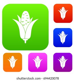 Corncob set icon in different colors isolated vector illustration. Premium collection