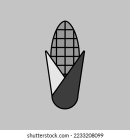 Icono de escala de grises del vector Corncob. Pancarta de barbacoa y parrilla. Verdura. Símbolo gráfico para cocinar diseño de sitio web y aplicaciones, logotipo, aplicación, interfaz de usuario