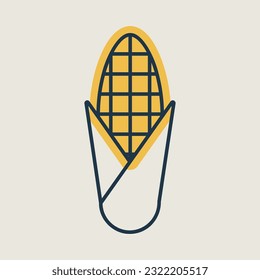 Corncob vector isolated icon. Barbecue and bbq grill sign. Vegetable. Graph symbol for cooking web site and apps design, logo, app, UI