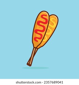 Corndog food floating simple cartoon vector illustration food concept icon isolated
