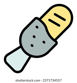 Corndog icon outline vector. Food stick. Fried sauce color flat