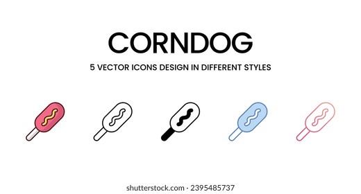 Corndog Icons set. Suitable for Web Page, Mobile App, UI, UX and GUI design. Vector stock illustration.