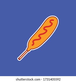 Corndog illustration fast food for icon, logo, sticker