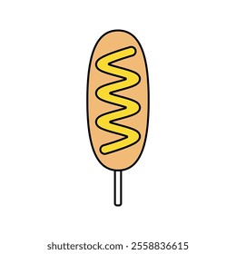 Corndog with Mustard Icon Illustration perfect for designs with a fast food theme