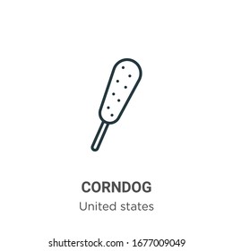 Corndog outline vector icon. Thin line black corndog icon, flat vector simple element illustration from editable united states concept isolated stroke on white background