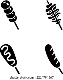 corndog, potato, tanghulu, sausage vector icons