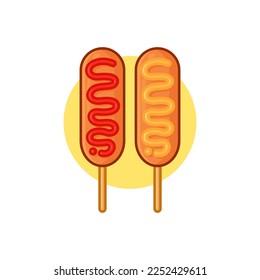 Corndog Vector Art Illustration on Isolated Background.