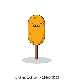 Corndog is a vector cartoon, a cute doodle with a food theme. Suitable for children's T-shirt designs, merchandise, stickers, mascot logos, etc.