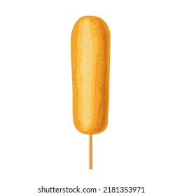 Corndog. Vector color illustration for poster, menus, brochure, web. Icon isolated on white background.